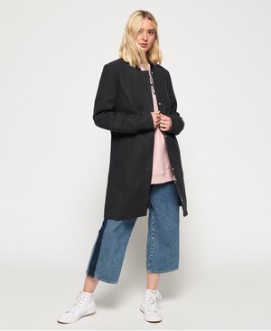 Superdry Longline Wool Bomber Jacket Női Kötöttáru Sötét Szürke | LCPIM3201